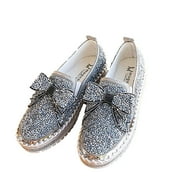 LYINLOO Fashion Women Shoe Bow Sequin Solid Color Platform Casual Ladies Shoes Black 37