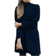 thumbnail image 1 of Lyinloo Fashion Women Wool Coat Trench Jacket Ladies Warm Long Overcoat Outwear Dark Blue XXXXL, 1 of 4