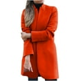 thumbnail image 1 of Lyinloo Fashion Women Wool Coat Trench Jacket Ladies Warm Long Overcoat Outwear Orange XXXXL, 1 of 5