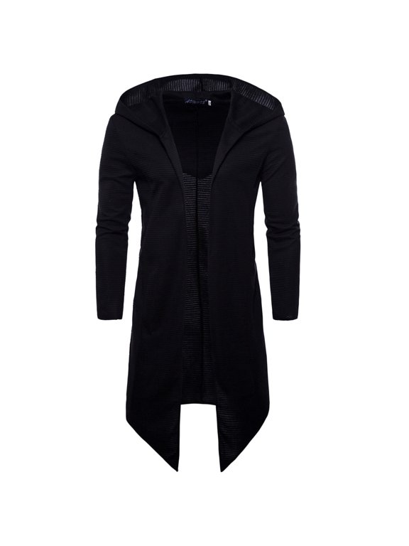 Men Autumn Winter Casual Cardigan Sweatshirt Hooded CoatBlack XL
