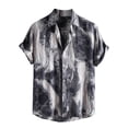 thumbnail image 1 of Lyinloo Men Hawaiian Short Sleeve Beach Shirt Printed Summer Casual Button Down Shirts Gray XL, 1 of 6