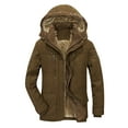 thumbnail image 1 of Lyinloo Men Solid Zipper Casual Hooded Hat Detachable Cold Resistance Keep Warm Jacket Coats Coffee XXL, 1 of 2