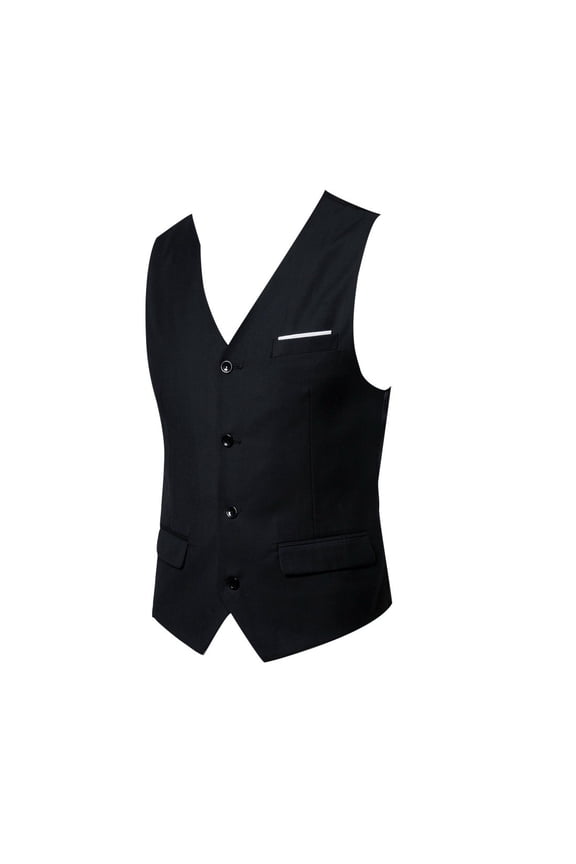 Men's Autumn Winter Formal Bussiness Tuxedo Suit Waistcoat Vest Jacket Top CoatBlack XL