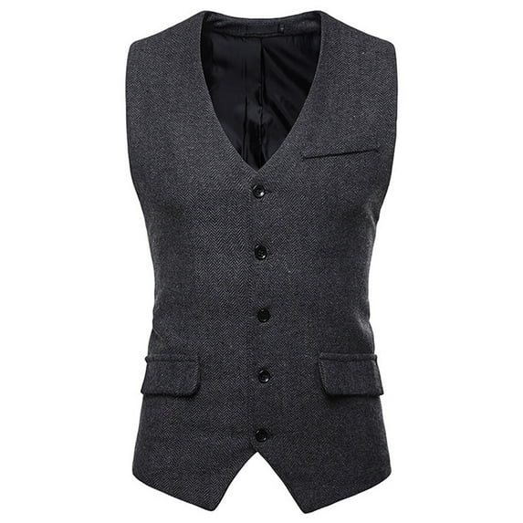 Lyinloo Men's Autumn Winter Formal Bussiness Tuxedo Suit Waistcoat Vest Jacket Top CoatBlack XXL