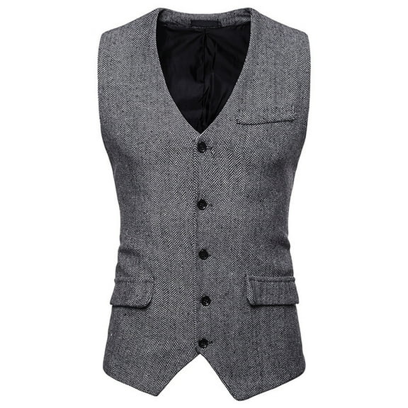 Lyinloo Men's Autumn Winter Formal Bussiness Tuxedo Suit Waistcoat Vest Jacket Top CoatGray M
