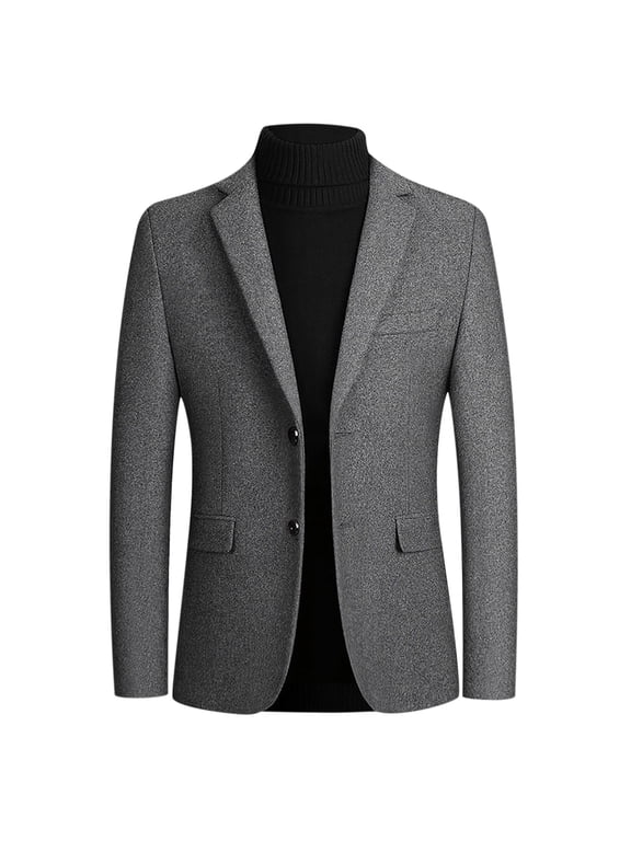 Men's Casual Single-breasted Fashion Suit Business Casual Suit Wool CoatGray XXL