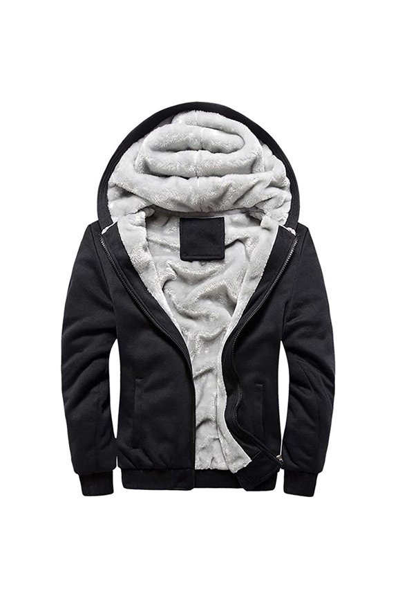 Men's Fashion Autumn And Winter Loose Casual Solid Color Jacket Black XL
