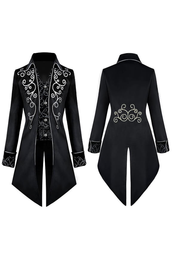 Men's Fashion Coat Windbreaker Gothic Style Jacket Men's Retro Halloween CoatBlack M