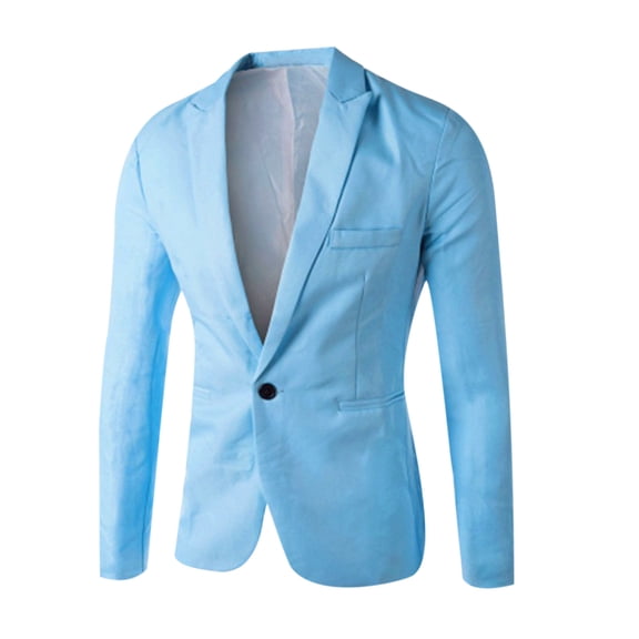 Lyinloo Men's Single Button Solid Color Casual Business Suit TopSky Blue XL