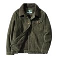 thumbnail image 1 of Lyinloo Men's Winter Thickened Corduroy Jacket Lamb Wool Loose Jacket Army Green L, 1 of 4