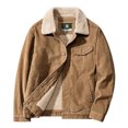 thumbnail image 1 of Lyinloo Men's Winter Thickened Corduroy Jacket Lamb Wool Loose Jacket Khaki XXXXL, 1 of 1