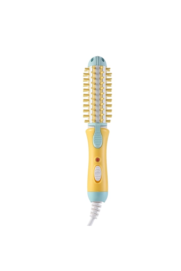 Mini Curling Iron for Short & Medium Hair, Ceramic Hot Curler Brush 1 Inch Compact Size Mini Heated Round Brush for Travel 2-in-1 Hair Straightener & Wave Curling Wand