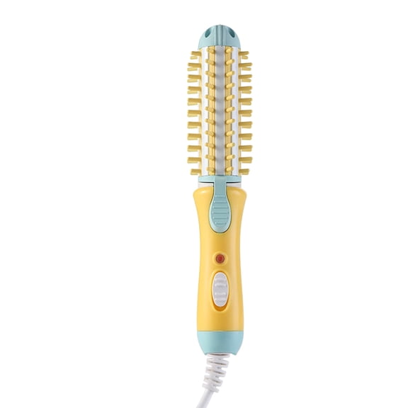 Lyinloo Mini Curling Iron for Short & Medium Hair, Ceramic Hot Curler Brush 1 Inch Compact Size Mini Heated Round Brush for Travel 2-in-1 Hair Straightener & Wave Curling Wand