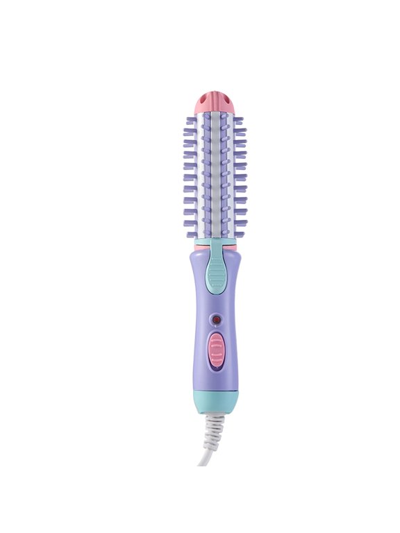 Mini Curling Iron for Short & Medium Hair, Ceramic Hot Curler Brush 1 Inch Compact Size Mini Heated Round Brush for Travel 2-in-1 Hair Straightener & Wave Curling Wand