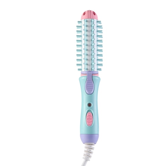 Lyinloo Mini Curling Iron for Short & Medium Hair, Ceramic Hot Curler Brush 1 Inch Compact Size Mini Heated Round Brush for Travel 2-in-1 Hair Straightener & Wave Curling Wand