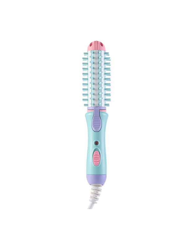 Mini Curling Iron for Short & Medium Hair, Ceramic Hot Curler Brush 1 Inch Compact Size Mini Heated Round Brush for Travel 2-in-1 Hair Straightener & Wave Curling Wand