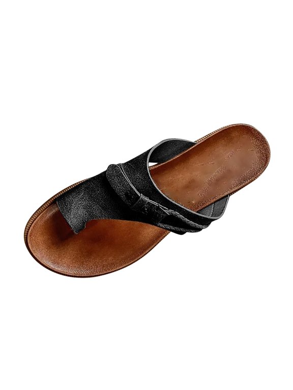 New Style Flat Sandals Comfortable Slip Sole Ladies Summer Beach Shoes Black 42