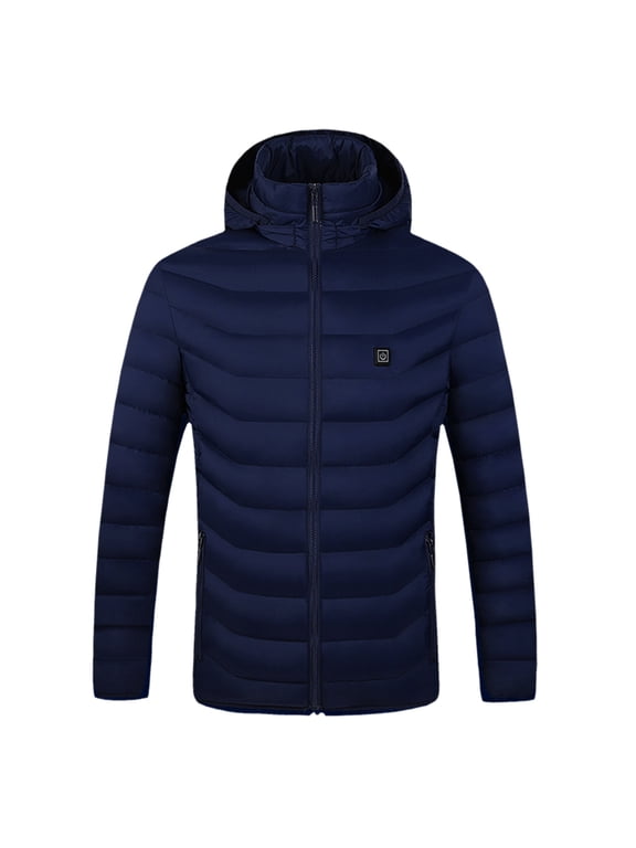 Outdoor Warm Clothing Heated For Riding Skiing Fishing Charging Via Heated Coat Blue M