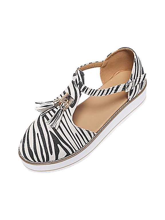 Summer Tassel Baotou Hollow T-shaped Platform Shoes Suede Buckle Sandals White 43