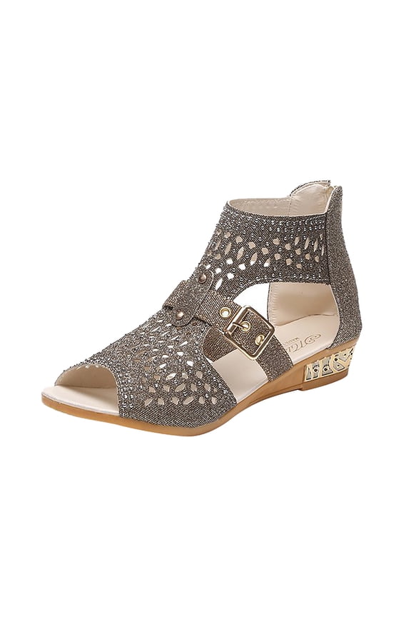 Summer Women Wedge Sandals Fashion Fish Mouth Pumps Sexy Hollow Out Shoes Gold 38