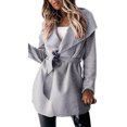 thumbnail image 1 of Lyinloo Woman Long Jackets Long Solid Woolen Coats Double Breasted Warm Blet Outwear Gray M, 1 of 6