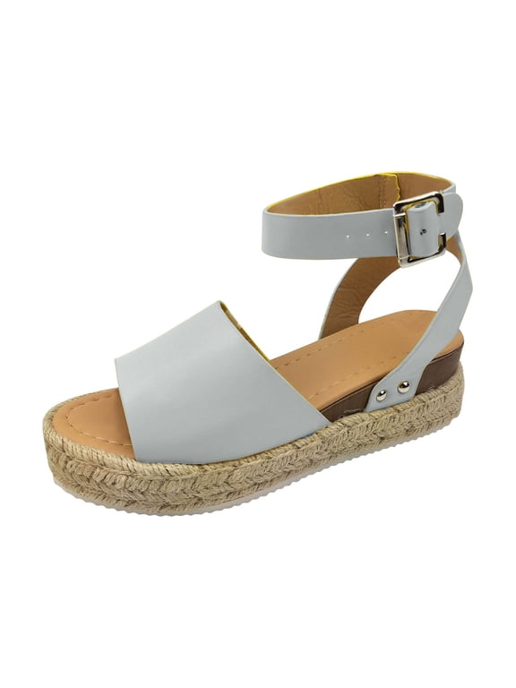 Woman Summer Sandals Open Toe Casual Platform Wedge Shoes Casual Canvas Shoes Gray 40