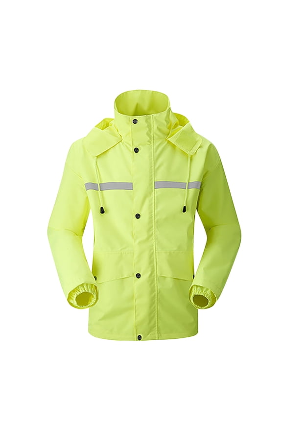 Women And Man Casual Long Sleeve Windbreaker Waterproof Reflective Duty Raincoat Yellow M