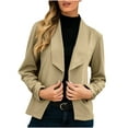 thumbnail image 1 of Lyinloo Women Casual Fashion Solid Color Long Sleeve Slim Jacket Suit Beige S, 1 of 4