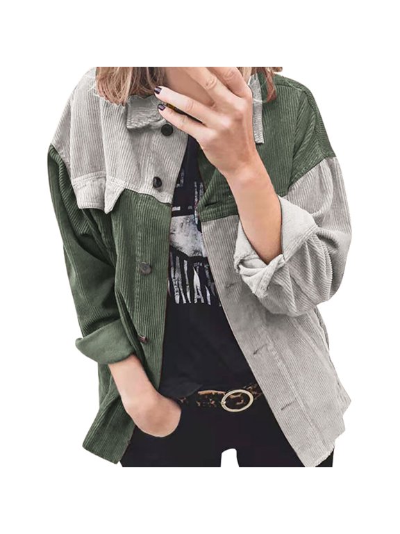 Women Casual Long Sleeve Stripe Patchwork Long Cardigan Tops Blouse Coat Green XXL