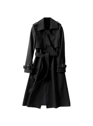 Qiaocaity Fall and Winter Fashion Long Trench Coat, Womens Fall Fashion  Business Attire Solid Color Long Sleeve Single Breasted Slimming Suit Coat