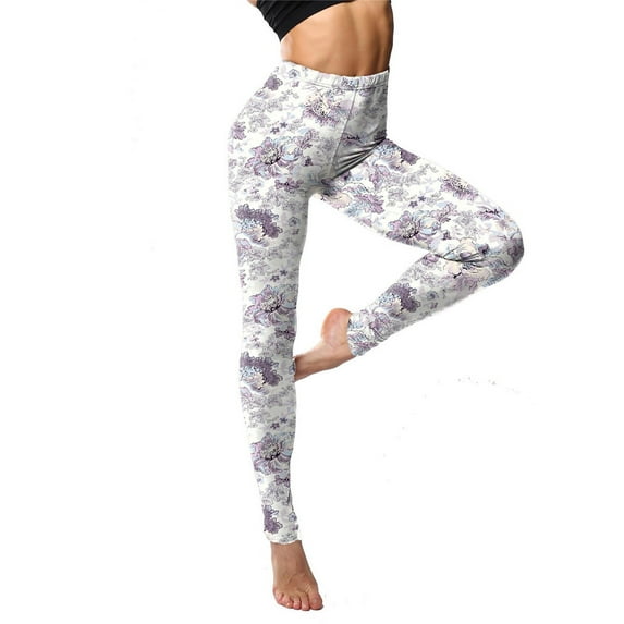 Lyinloo Women'S Classic Retro Color Floral Graffiti Print Leggings