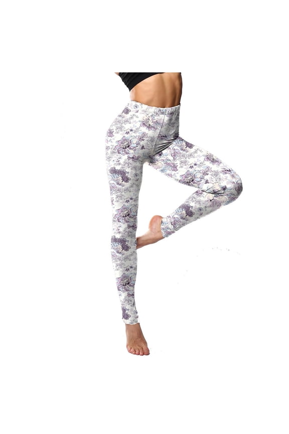 Women'S Classic Retro Color Floral Graffiti Print Leggings