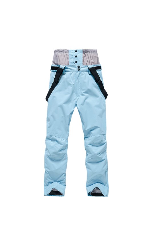 Women Ski Pants Veneer Double Pants Keeping Warm Thicken Patchwork With Pocket Overalls Ski Pants Blue M