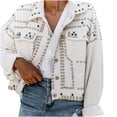 thumbnail image 1 of Lyinloo Women's Fashion Short Wash Denim Locomotive Wind Jacket White XXXL, 1 of 6