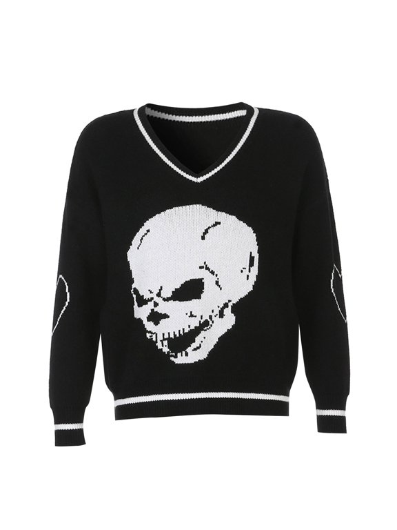 Women's Solid Patchwork V-Neck Long Sleeves Loose T-Shirt Blouse Tops
