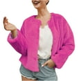 thumbnail image 1 of Lyinloo Womens Ladies Solid Warm Faux Coat Jacket Winter Turn Down Collar Short Outerwear Hot Pink XXXL, 1 of 6