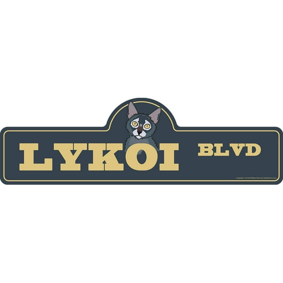 Lykoi Street Sign | Indoor/Outdoor | Dog Lover Funny Home Décor for Garages, Living Rooms, Bedroom, Offices | SignMission personalized gift | 18" Wide