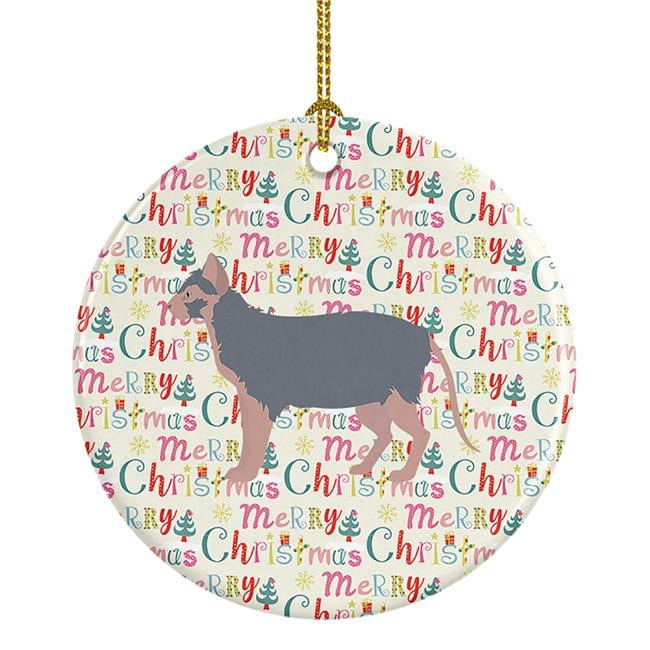 Lykoi #3 Cat Christmas Ceramic Ornament 2.8 in x 2.8 in