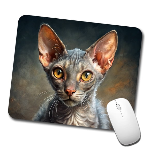 Lykoi Wolf Cat Illustration Mouse Pad Low Profile Gaming Mat