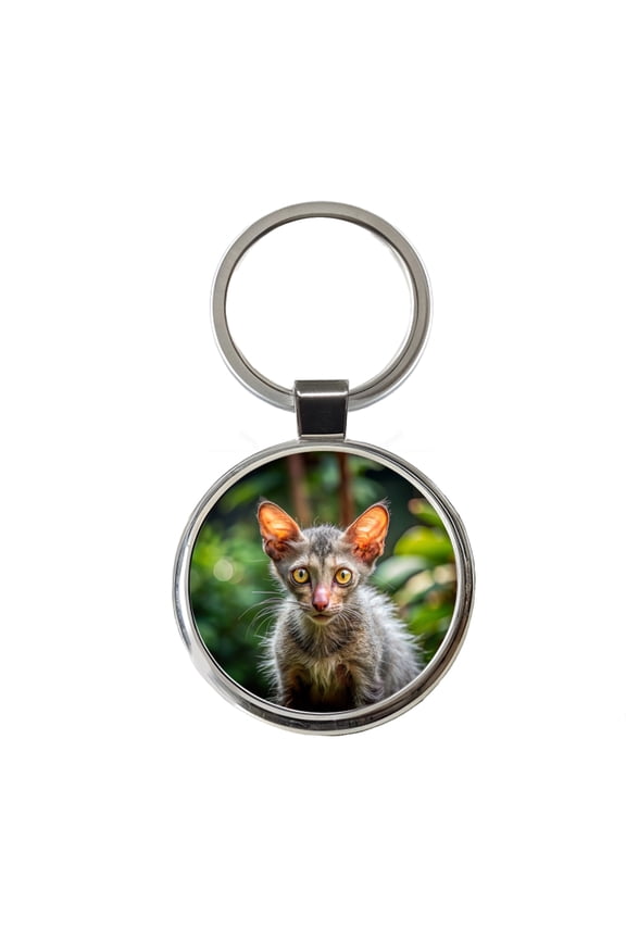 Lykoi Wolf Cat Photo Metal Round Keychain