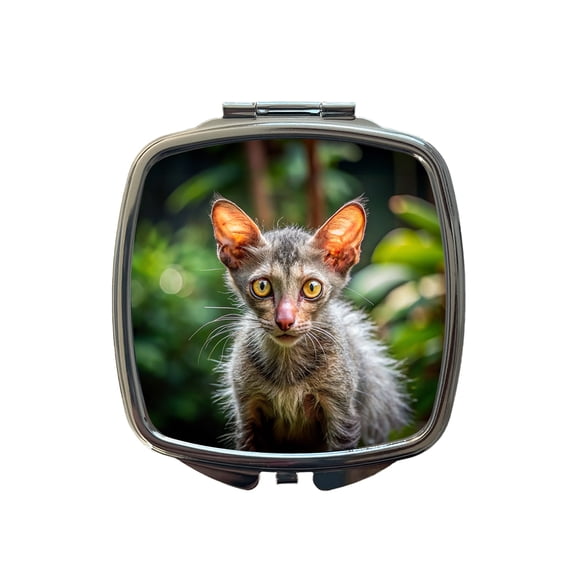 Lykoi Wolf Cat Photo Travel Makeup Handbag Purse Small Pocket Compact Mirror