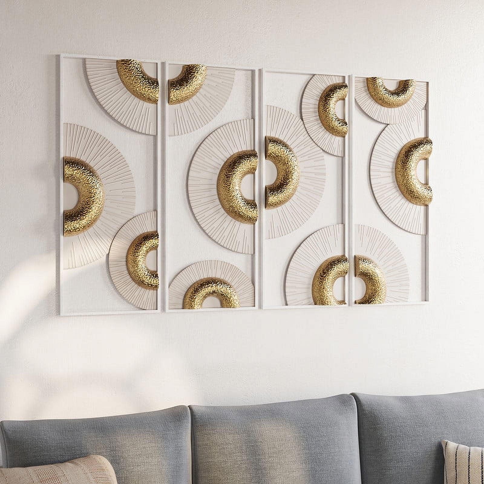 Lyla Modern Boho Style Sunburst Metal Panels Art