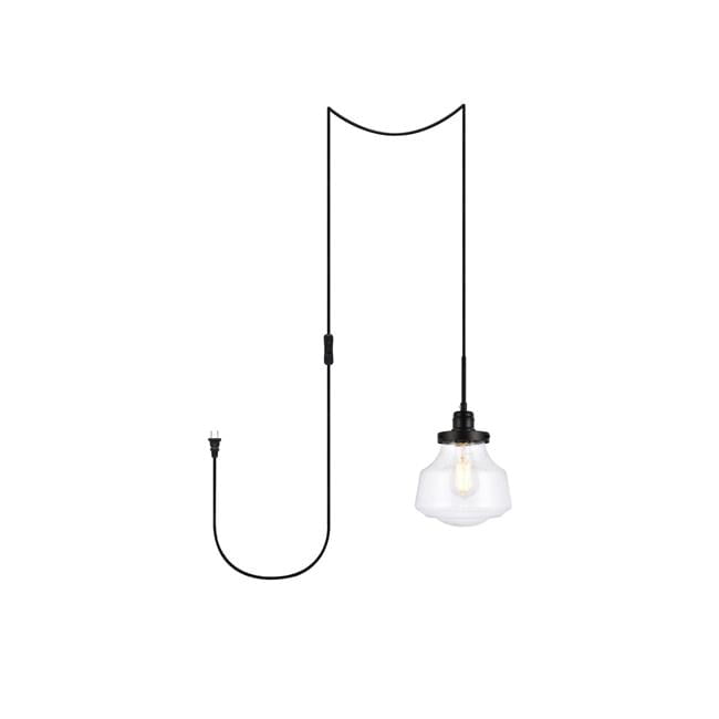 Lyle Adjustable Black Iron & Clear Bubble Glass Globe Pendant