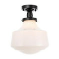 thumbnail image 1 of Lyle 1 light Black and frosted white glass Flush mount, 1 of 3
