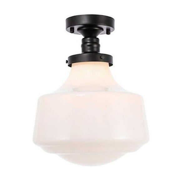 Lyle 1 light Black and frosted white glass Flush mount