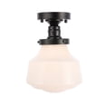 thumbnail image 1 of Lyle 1 light Black and frosted white glass Flush mount, 1 of 7