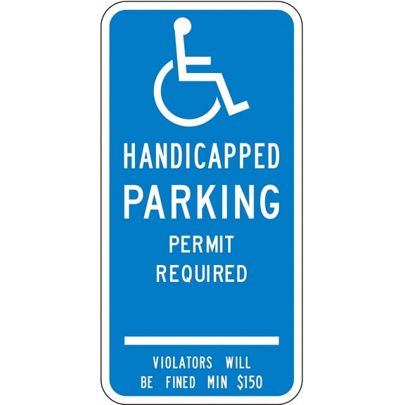 Lyle Handicap Parking Sign, No Header, Recycled Aluminum, 24" Height, 12" Width