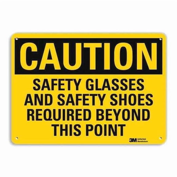 Safety Sign,Safety Shoes Required,10in H U4-1644-RA_14X10