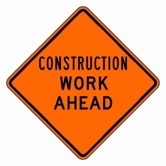 Lyle Construction Work Ahead Sign,30" x 30" W20-1W-30HA