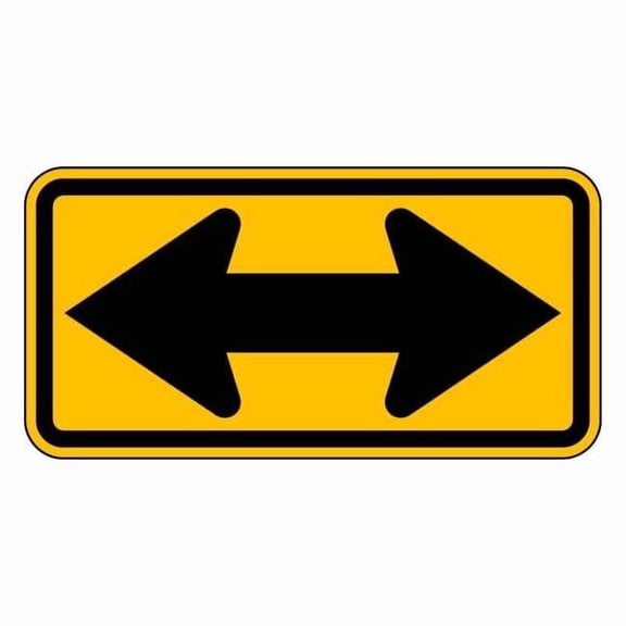 Double Arrow Traffic Sign, 12 in Height, 24 in Width, Aluminum, Horizontal Rectangle, No Text